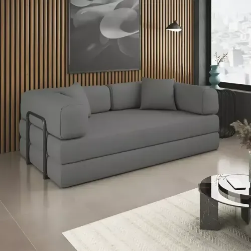 Sofá Cama Colchão Casal Compactair Confortável Sala Balaqui - Grafite