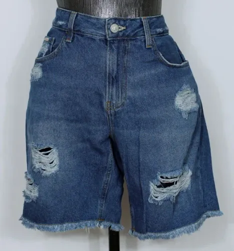 bermuda jeans feminina azul destoyed calvin klein ck - veste 40 - ref. 5087