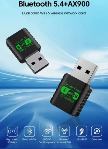 Adaptador USB WiFi 6, AX900 + Bluetooth 5.4