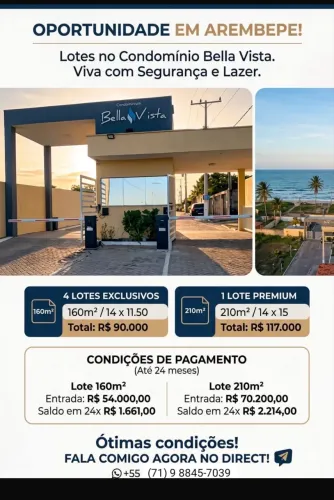 Lotes no cond Bela vista Arembepe