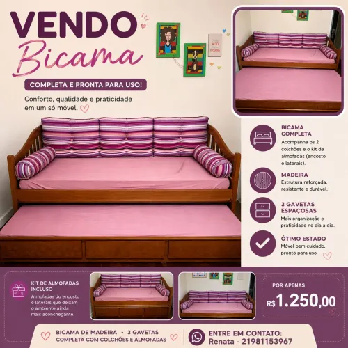 Vendo Bicama de madeira