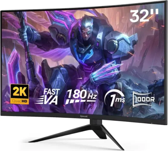 Monitor Gamer Redragon Hrothgar 31.5? 2560x1440p 180Hz Curvo 100R Painel VA GMQ3225RVC