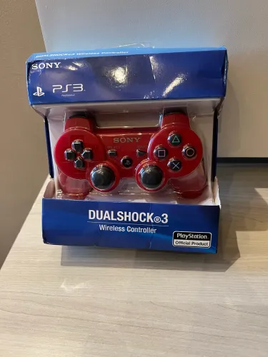 Controle joystick sem fio Sony PlayStation Dualshock 3 play vermelho com Sixaxis.