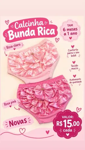 Calcinhas Infantil novas Bunda Rica