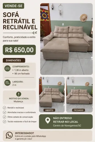 Sofá retrátil bege