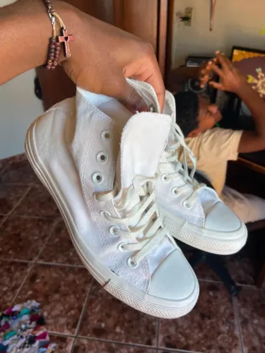 chuck taylor all star monochrome canvas cano alto branco 39