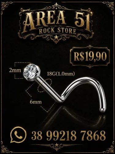 Piercing nostril nariz aço cirúrgico pedra zircônia P