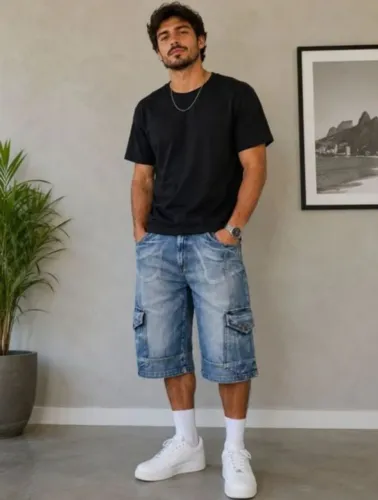 Bermuda Jeans Bluesteel Masculina 46