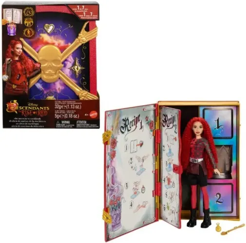 Boneca Red e Livro Encantado com 3 Receitas Mágicas, Inspirado filme Disney Descendentes 4
