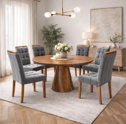Conjunto de Jantar Fontana Redondo 6 Lugares