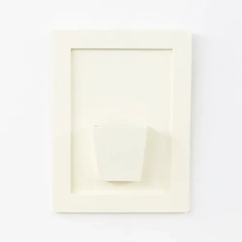 Quadro Retangular Com Vasinho Mdf 12mm Branco 34,5x26cm