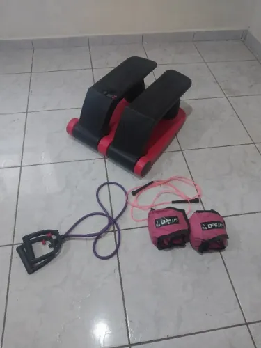 Air Climber + elastico, corda, caneleiras e halteres ginástica musculação