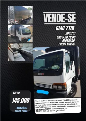 Vendo ou troco por toco baú ou truck