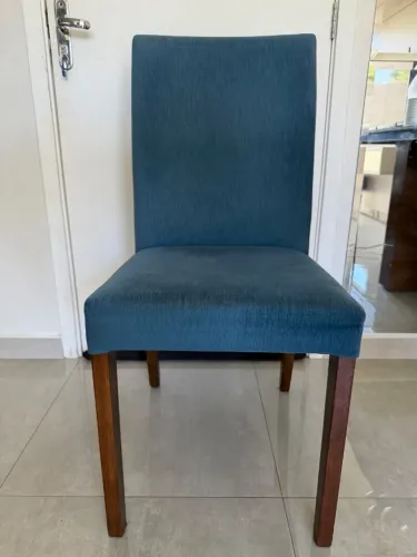 Kit 4 Cadeiras madeira azul turquesa