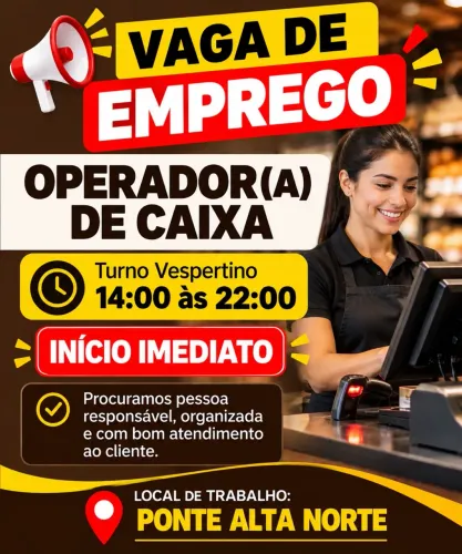VAGA PARA OPERADOR DE CAIXA