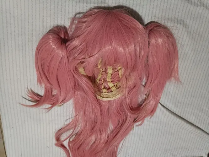 PERUCA MUITO LONGA COM PONY TAIL CURTO ROSA CLARO - MADOKA