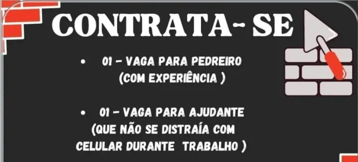 Preciso de um pedreiro e um eletricista predial 