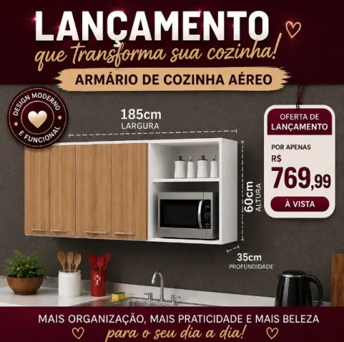 ARMÁRIO DE COZINHA EM MDF