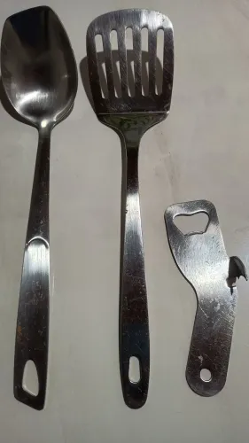 Concha, escumadeira e abridor de inox