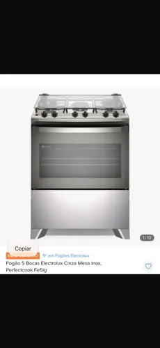 Fogão 5 Bocas Electrolux Cinza Mesa Inox, Perfectcook Fe5ig