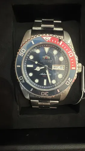 Relógio Orient Automático Submariner "Pepsi" F49SS026NH D1SX - Novo e Completo