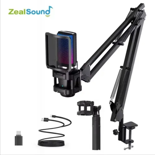 ?Microfone Gamer ZealSound com suporte para mesa!?