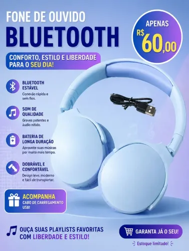 Fone de ouvido bluetooth