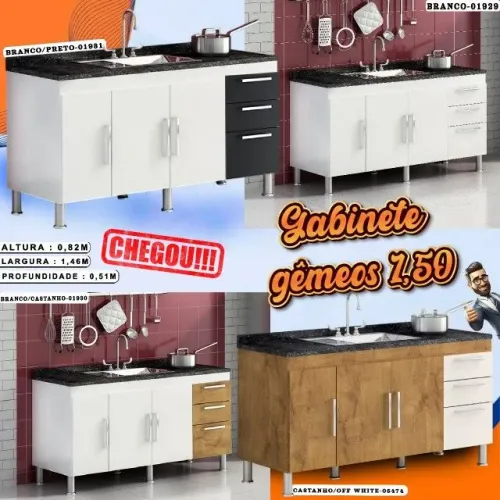 Gabinete de pia 1,50m com pia gêmeos , à pronta entrega 