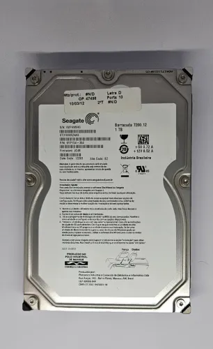 HD 1TB 7200 RPM SATA 3,5" Seagate - Usado
