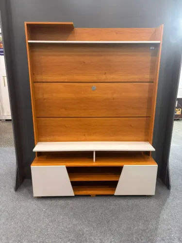 Rack Bancada C/ Painel P/ Tv até 55 Pol Master 2 Prateleiras e Pés 135x183cm Cinamomo/off 