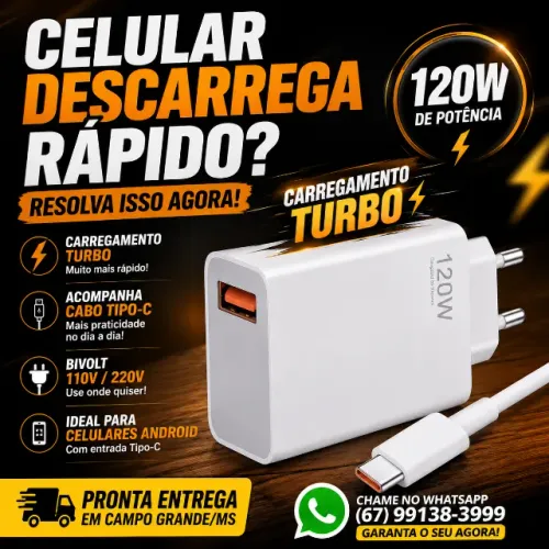 Carregado  Tipo-A x Tipo-C 120w