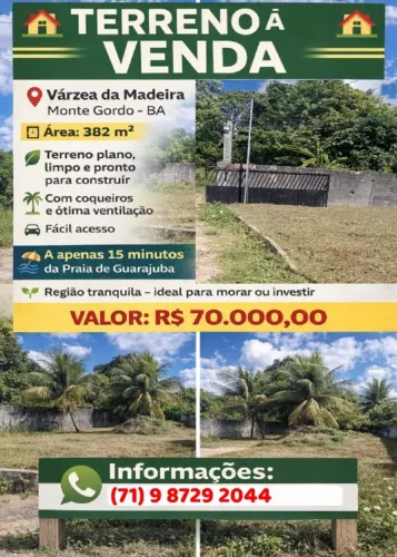 TERRENO A VENDA VÁRZEA DA MADEIRA MONTE GORDO