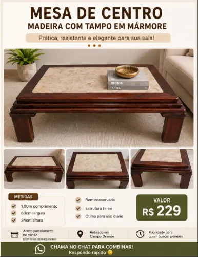 Mesa de Centro - Aceito trocar por aspirador de pó e água.
