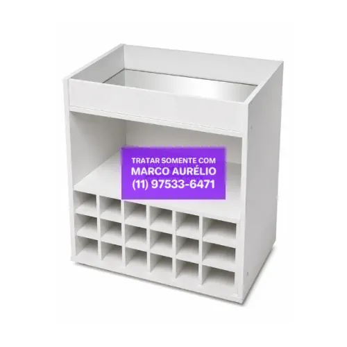 Porta Garrafas Móvel de Rodinhas com Espelho 68x38x89 CM - R$ 300