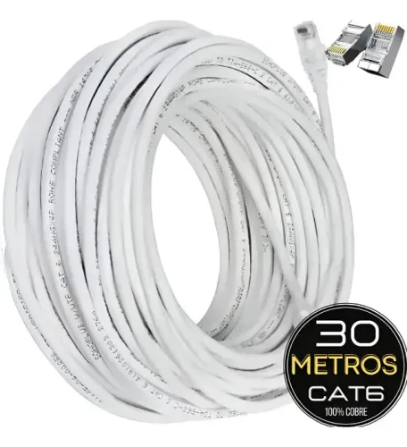 Cabo De Rede Cat6 Utp 30m Branco Crimpado 