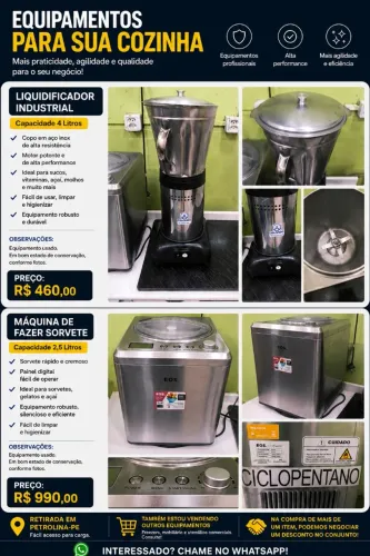 Liquidificador Industrial e Máquina de Fazer Sorvete