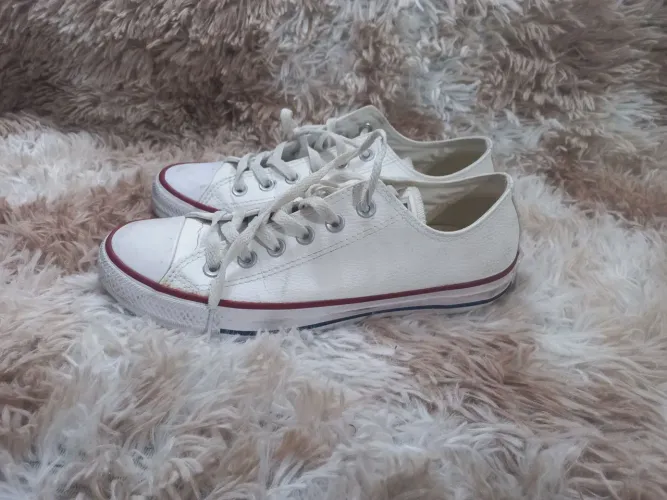 All star converse branco em couro cano baixo 37