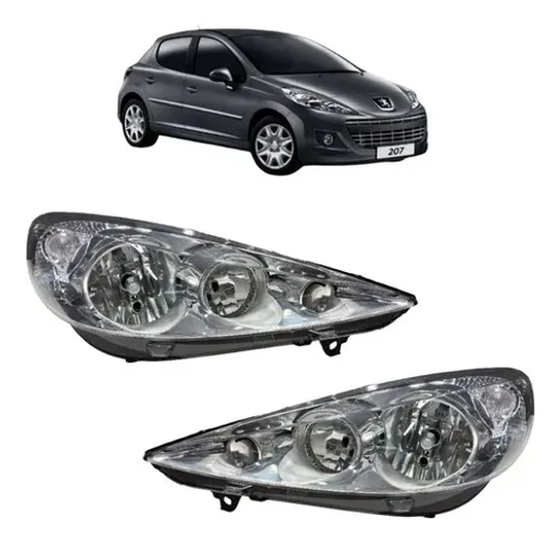 Par Farol Dianteiro Peugeot 207 2009 A 2013 Cromado   Ambos Lados