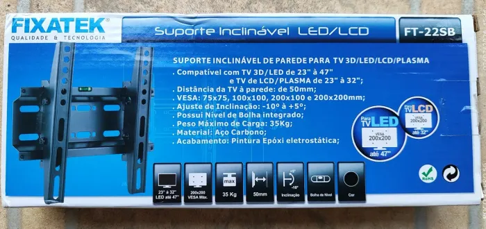 Suporte inclinável de parede pra TVs led & lcd FixaTek