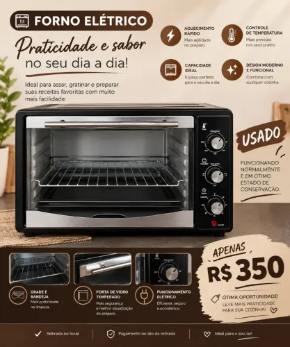 ? Forno Elétrico SEMP 42 Litros Usado - R$ 350