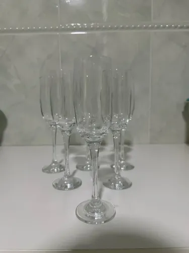 Conjunto de 6 taças para champanhe em Cristal Translúcido
