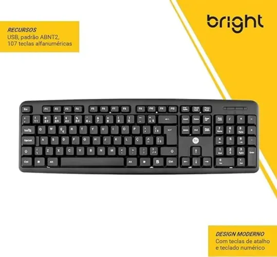 Teclado Preto 0014 Bright CX 1 UN com fio e USB