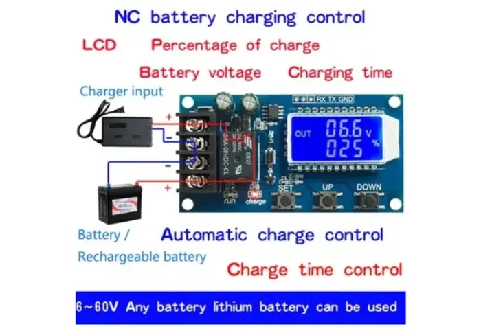 Controle De Carga/descarga Bateria 6 A 60v 10a Xyl10a Arduino Automação COD-AM420 