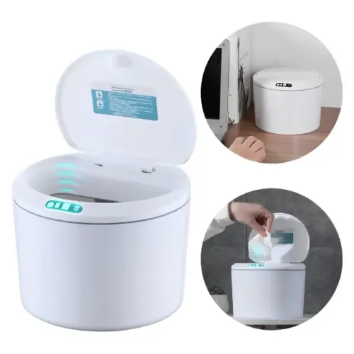 Lixeira Automática com Sensor 3L para Banheiro e Cozinha Recarga USB LK-2103