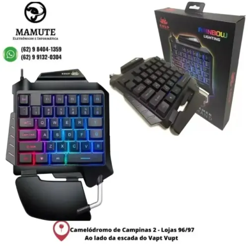 Teclado Single Handed Uma Mão Usb Rgb Multimídia Pc Notebook