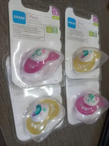 Combo de 4 Chupetas MAM Pearl Silicone 6 meses - Unissex