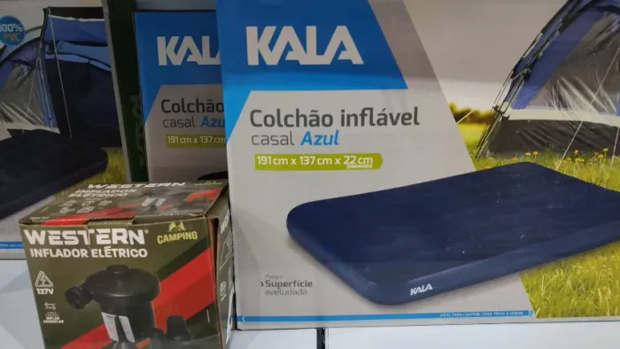 Kit colchao inflavel casal da kala com inflador eletrico