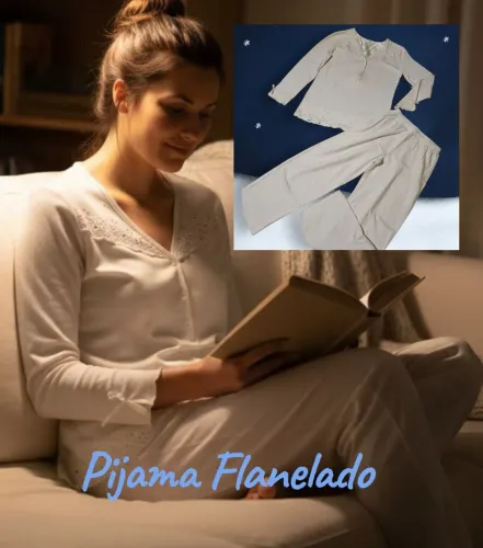 PIJAMA INVERNO FLANELADO BRANCO DUAS PEÇAS
