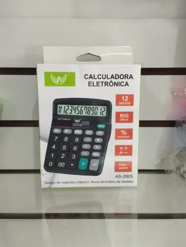 Calculadora Eletrônica AS-2805 | 12 Dígitos | Visor Grande | Cálculo Percentual