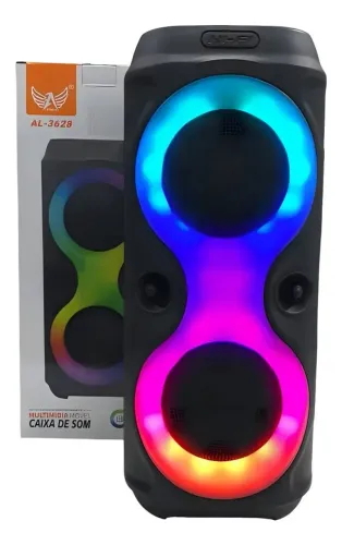 Caixa De Som Bluetooth Portátil Com Led Recarregável Usb Fm